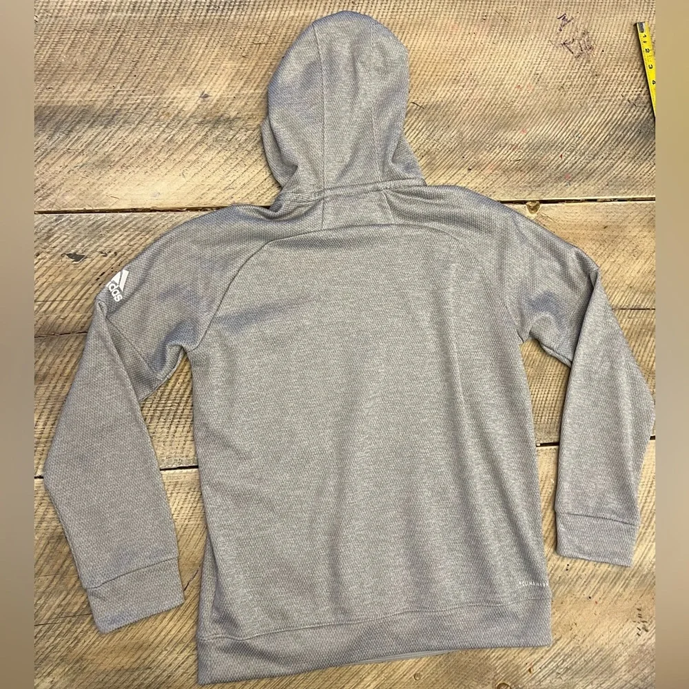 Adidas‎ Hoodie Men Medium Gray Excellent Climalite Honeycomb Textured Pullover